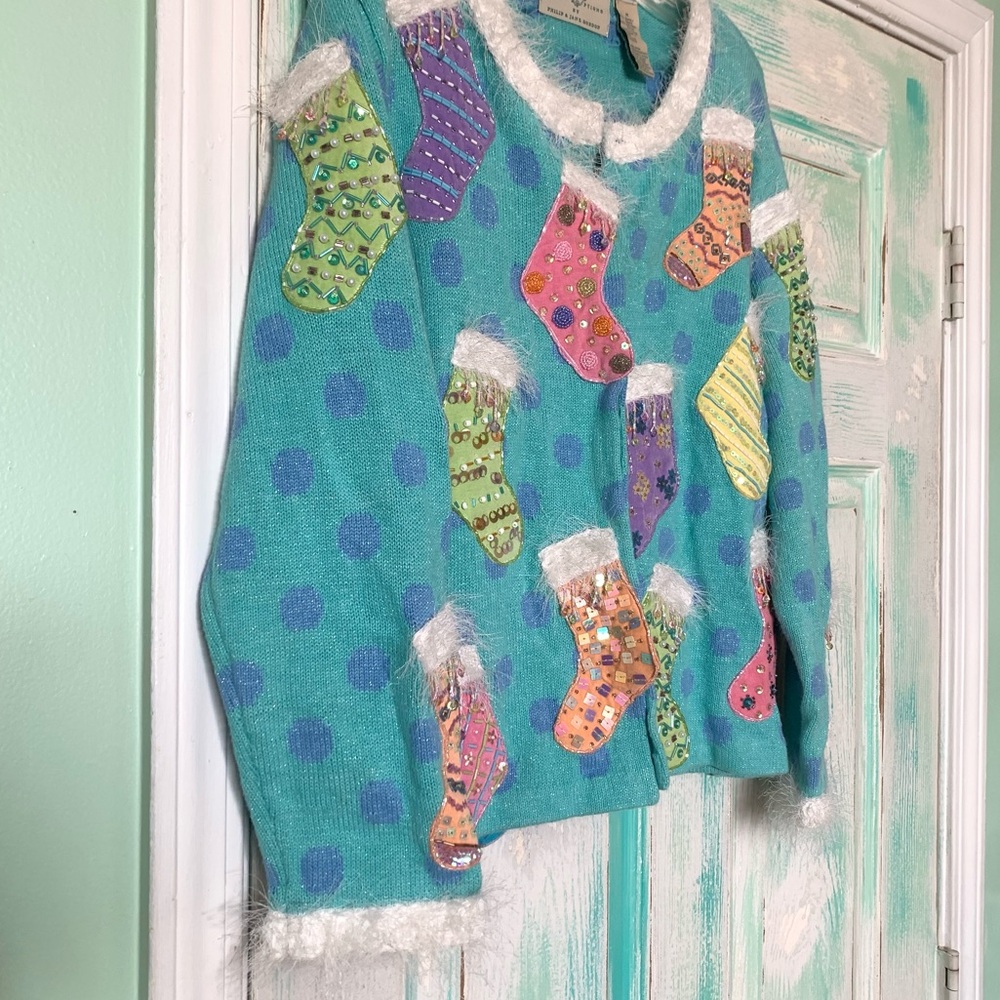 🌵Vintage Design Options By Philip And Jane Gordon Stockings Sweater Cardigan M - Picture 8 of 11